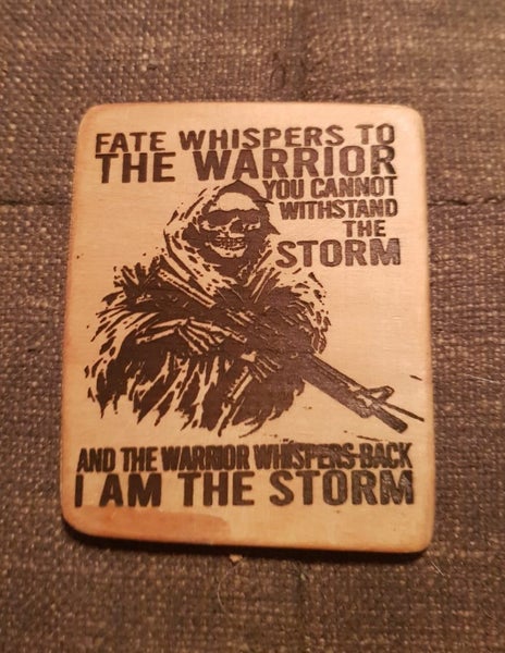 'Fate whispers to the warrior' laser fridge magnet Carousel 1