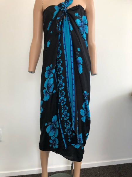 Sarong dress - Aqua Floral - One Size - Fits between 12-20 Carousel 1