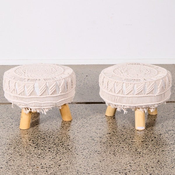 *** Pair of Crocheted Covered Footstools *** Carousel 2