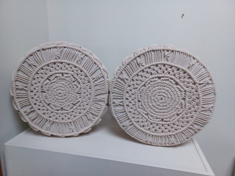 *** Pair of Crocheted Covered Footstools *** Carousel 1