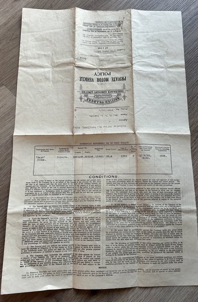 AWESOME VINTAGE BRITISH TRADER'S INSURANCE DOCUMENT Carousel 2