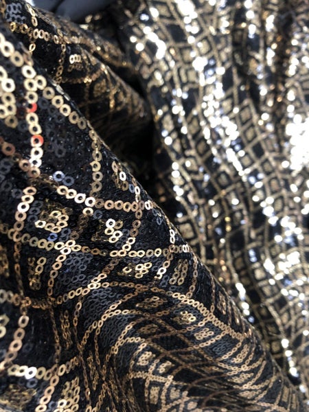 Black and Gold Sequin fabric 120cm x 4 metres Carousel 1