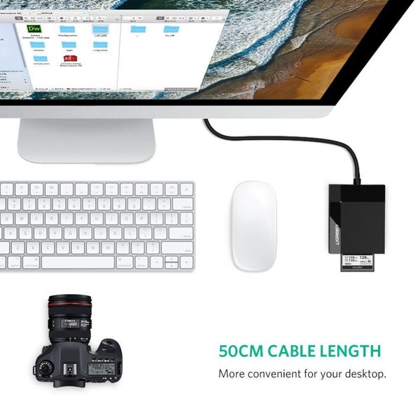 0.5M SD TF CF MS Card Reader, Read 4 Cards Simultaneously USB 3.0 UGREEN Adapter63003960100226114