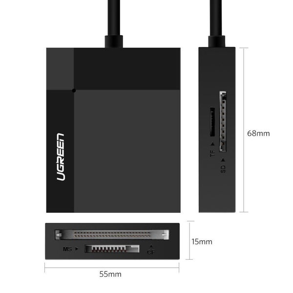 0.5M SD TF CF MS Card Reader, Read 4 Cards Simultaneously USB 3.0 UGREEN Adapter445695922705551366