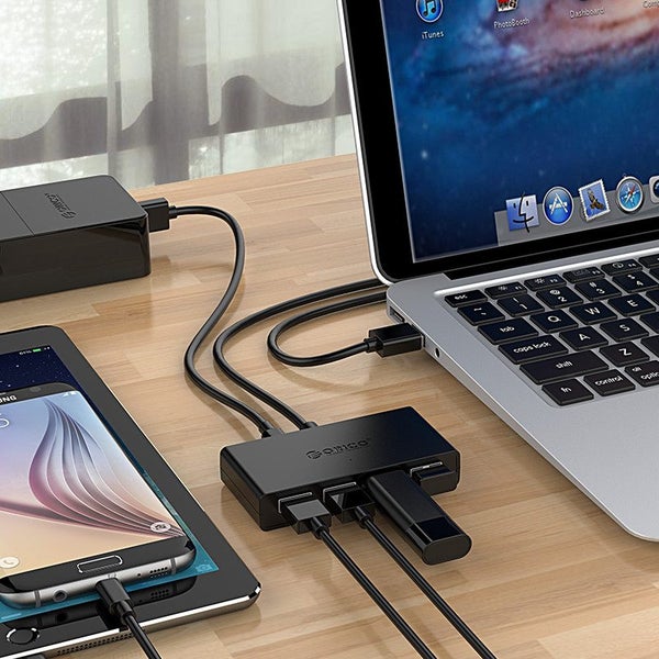 1m ORICO® 4 Port USB3.0 HUB with Micro USB Input, for Windows Linux Mac BLACK Carousel 10
