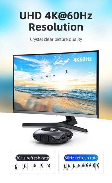 4K HDMI Bi-Direction Switch 2 In 1 Out, 1 In 2 Out w/ 2 HDMI 2.0 Cables Unnlink®63616844029955113