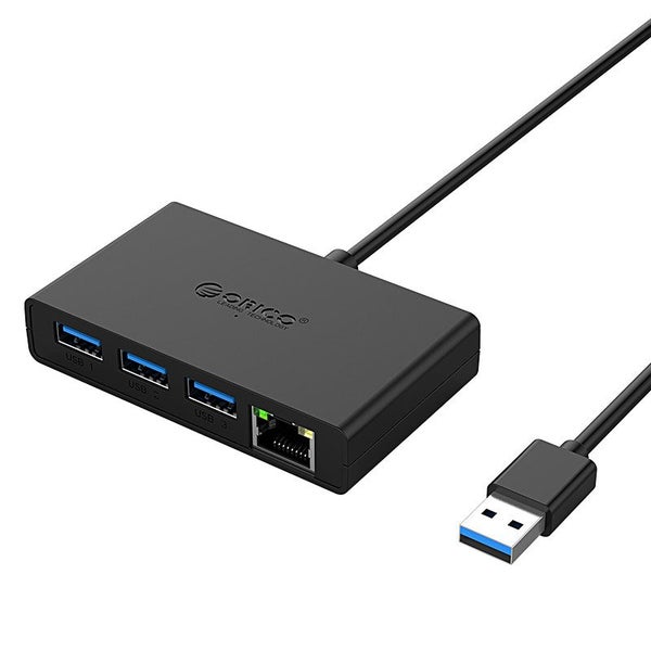 ORICO® 3 Port USB3.0 HUB with Gigabit Ethernet Port, for Windows Linux Mac BLACK Carousel 1