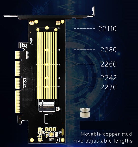 JEYI® M.2 NVME to PCI-E 3.0 X4 Expansion Card, M-key 2242 2260 2280 22110, SK18 Carousel 1