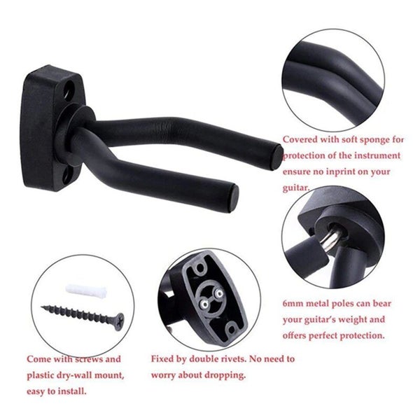 Set of 2 Guitar Bass Ukulele Hook Wall Mount Holder. With Screw Set62995408004867113