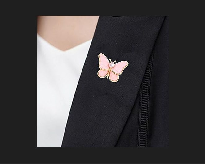 NEW Natural Fritillary Butterfly Pearl Brooch Gold Elegant Bridal Pins Carousel 7