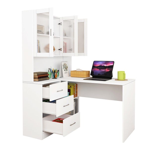 Computer Desk and Bookcase 3in1 Study Writing Laptop Table Shelving Office Books Carousel 15