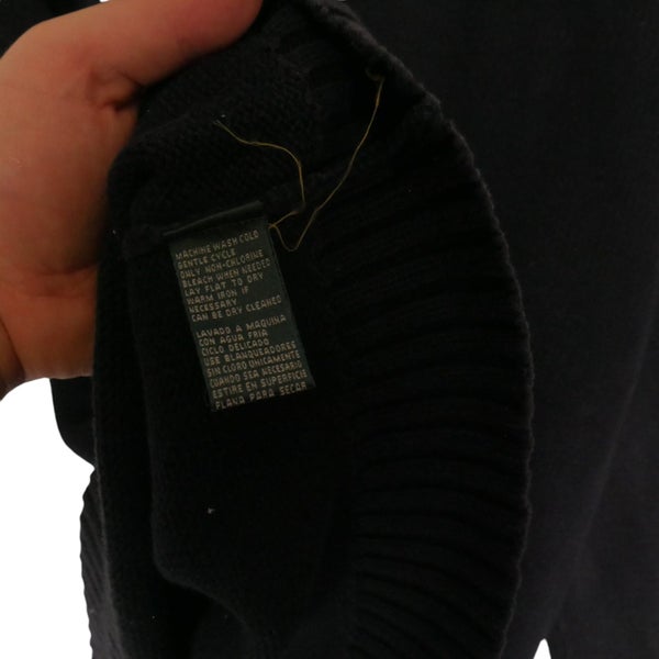 Ralph Lauren Navy Blue Crest Embroidered Knit Half Zip Sweater Large Carousel 5
