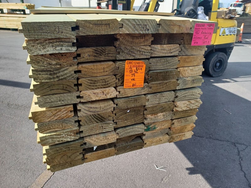 PINE RETAINING TIMBER - TG&V 150 x 50mm H4 -337.2m -TS5260 - $5.97 per m Carousel 2
