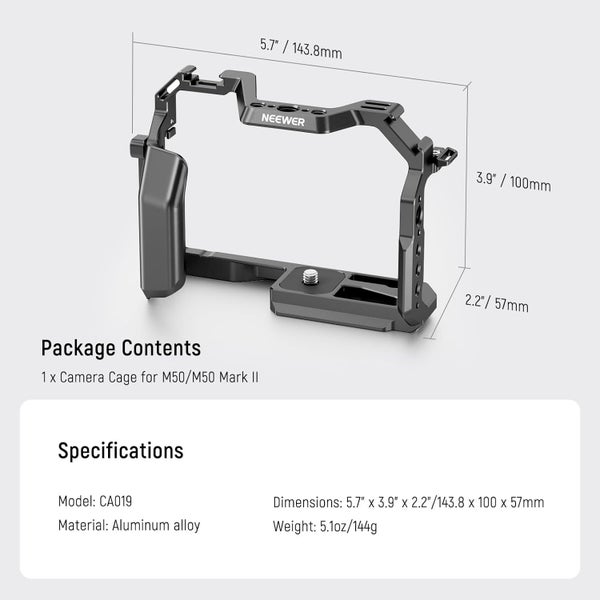 NEEWER M50/M50 II Cage Compatible with Canon M50 M50 Mark II for DJI RS2 RS3 Carousel 6