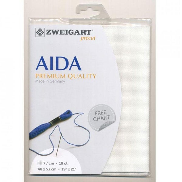 Zweigart Cross X Stitch Aida Cloth 18 Ct Antique White 48x53cm Fabric Carousel 1