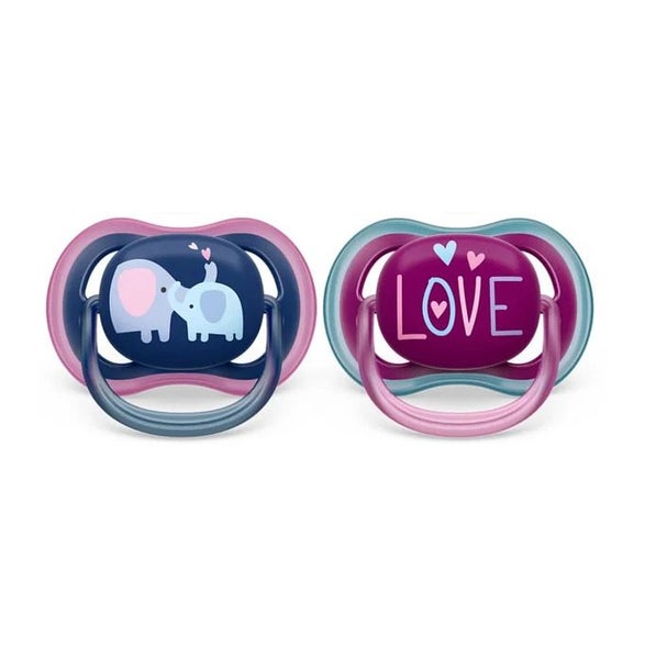 Avent: Ultra Air Pacifier - 2 Pack (18+ Months) - Pink Carousel 1