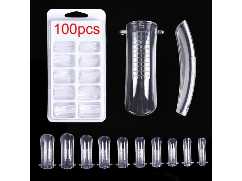 100Pcs/box Full Cover Sculpted Nail Tips Fake Finger Nails Extension Tip Quick Carousel 1