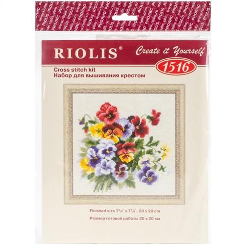 Riolis Pansy Medley - Cross Stitch Kit Carousel 4