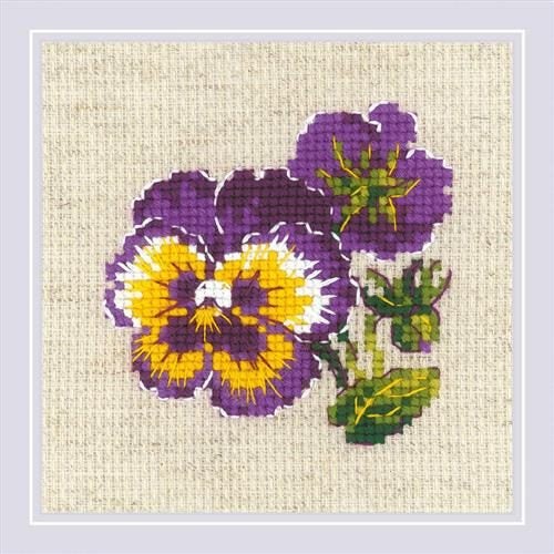 Riolis Pair of Pansies - Cross Stitch Kit Carousel 1