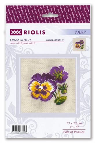 Riolis Pair of Pansies - Cross Stitch Kit Carousel 2