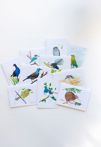 Pack of 10 Blank Greeting Cards - Native Birds - Designed by NZ Artist Carousel 1