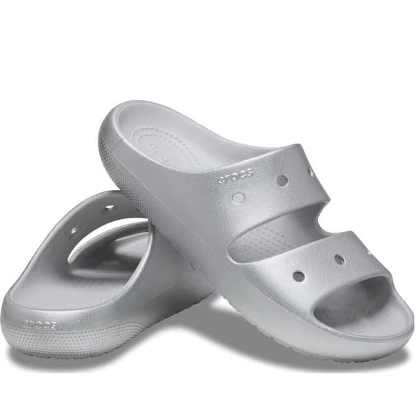 Crocs Metallic Silver Classic Sandal V2 Womens Clearance NOT RETURNABLE Carousel 1