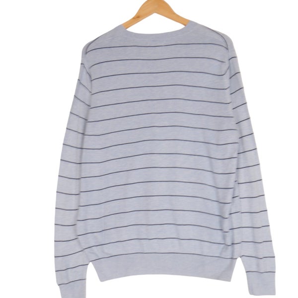 Nautica Light Blue Stripe V Neck Knit Sweater Medium Carousel 3