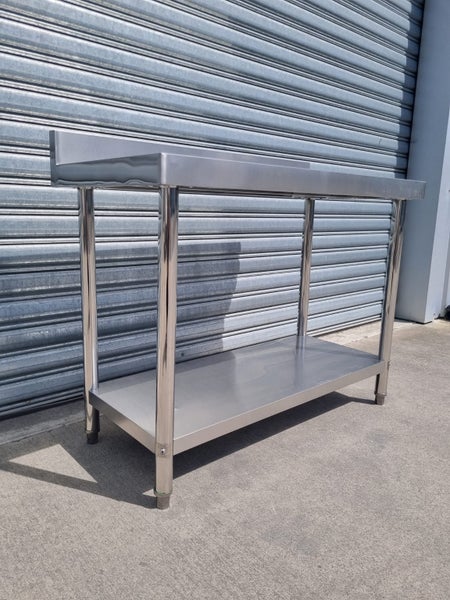 Stainless Steel Bench 1800 x 600 x 900 2 Tier Splashback 304 Food Grade Carousel 2