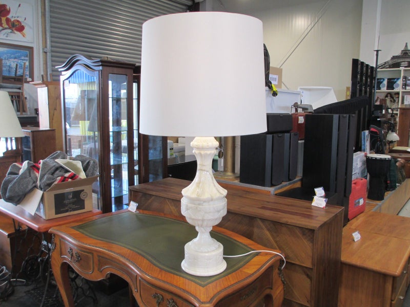 Large Carved White Marble Table Lamp Carousel 2