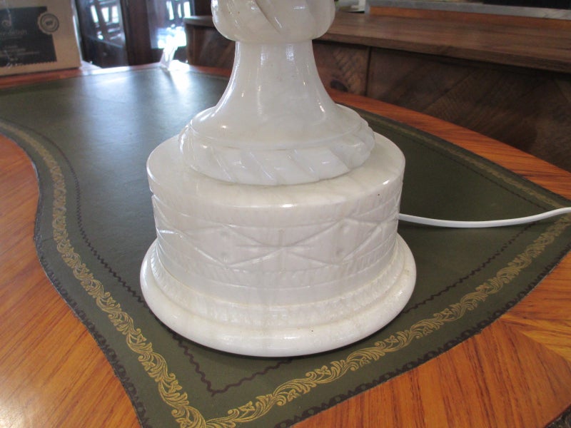 Large Carved White Marble Table Lamp Carousel 6