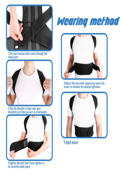 Adjustable Back Posture Corrector Therapy Shoulder Lumbar Brace X-LARGE62863869485571110