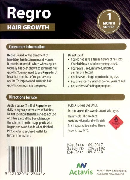 Regro Hair Growth Minoxidil 5% 80ml Triple Pack Pharmacy Medicine Carousel 2