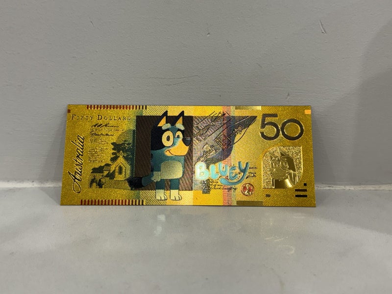 IN NZ STOCK - Bluey Collectable Dollar Bucks $50 Novelty Banknote 24k Gold Foil Carousel 1