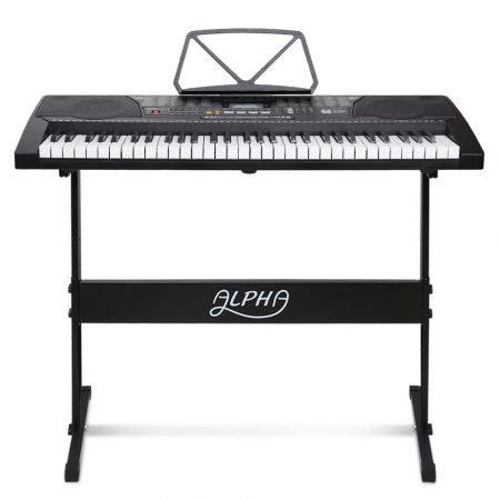 61 Key Lighted Electronic Piano Keyboard LCD Display w/ Holder Stand Carousel 1