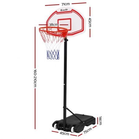 Everfit 2.1M Adjustable Portable Basketball Stand Hoop System Rim White Carousel 2