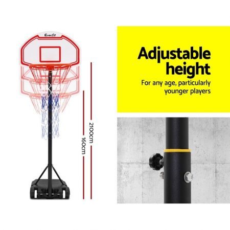 Everfit 2.1M Adjustable Portable Basketball Stand Hoop System Rim White Carousel 7