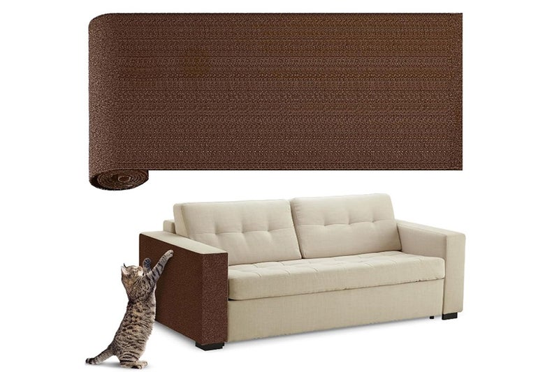 Self-Adhesive Cat Scratching Mat Trimmable Cat Couch Protector-Brown Carousel 1
