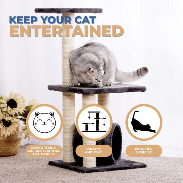 Charlie's Lite Three Tier Cat Tree Scratching Post Charcoal Carousel 2
