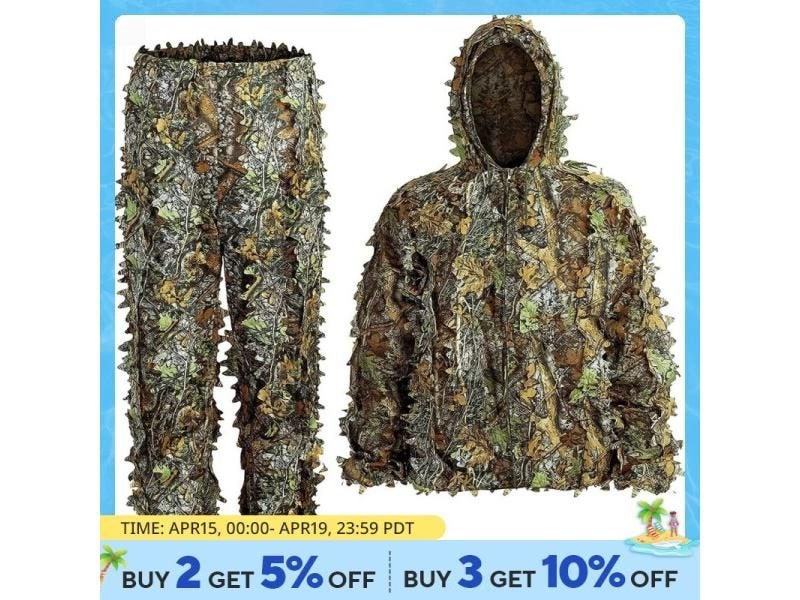 Ghillie Suit Men Women Kids 3D Leafy Bionic Camouflage Hunting Clothing CS Carousel 1