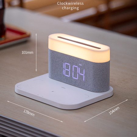 Alarm Clock Mobile Phone Wireless Charger 15W Night Light Carousel 7