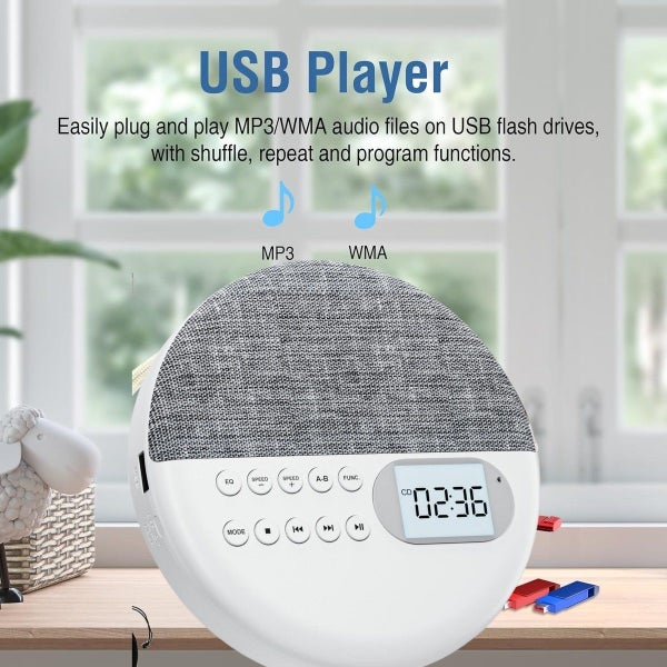 Portable CD Player Bluetooth with FM Radio Carousel 7