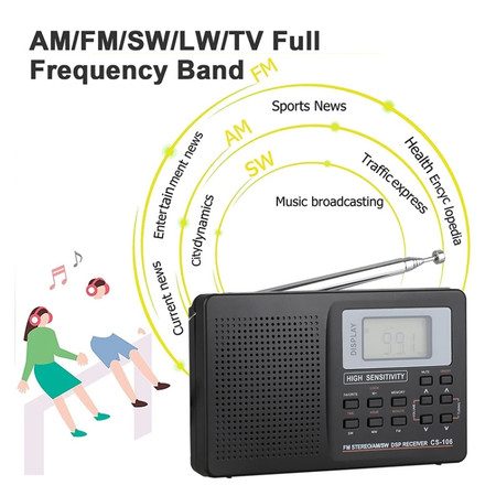 Portable Bluetooth Radio, FM AM Shortwave Radios with Sleep Timer Carousel 8