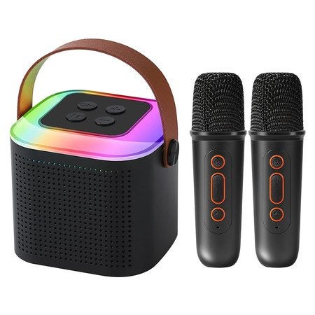 Karaoke Machine for Kids with 2 Wireless Mics, Gifts Toys for Girls Boys, Black Carousel 1