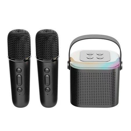 Karaoke Machine for Kids with 2 Wireless Mics, Gifts Toys for Girls Boys, Black Carousel 8