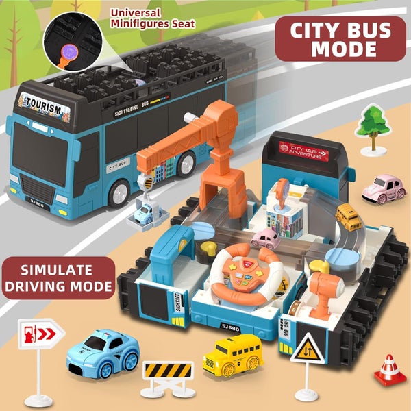 Bus Toy with Sound Light for Kids,Educational Gift for 3-5 Boys and Girls Carousel 1