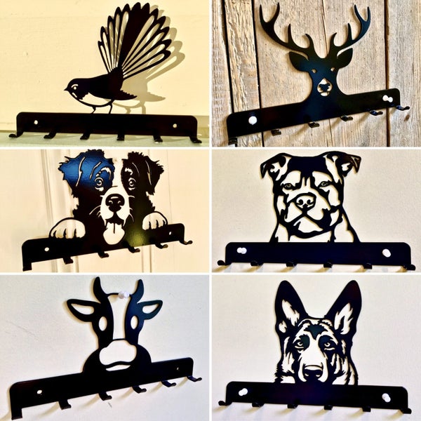 COAT / LEASH / KEY HANGER DOG / COW / PIG / STAG / FANTAIL STEEL NZ MADE !!! Carousel 1