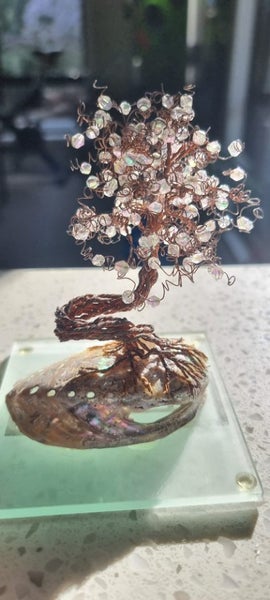 Copper Wire Tree Paua Shell art sculpture xmas gift Carousel 1