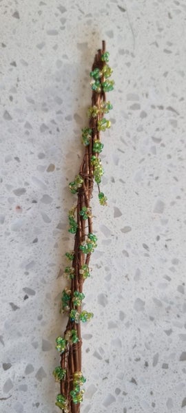 Copper wire spiral stalk green leaves glass beads PUKEKOHE xmas gift Carousel 2