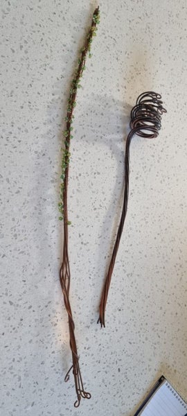 Copper wire spiral stalk green leaves glass beads PUKEKOHE xmas gift Carousel 1