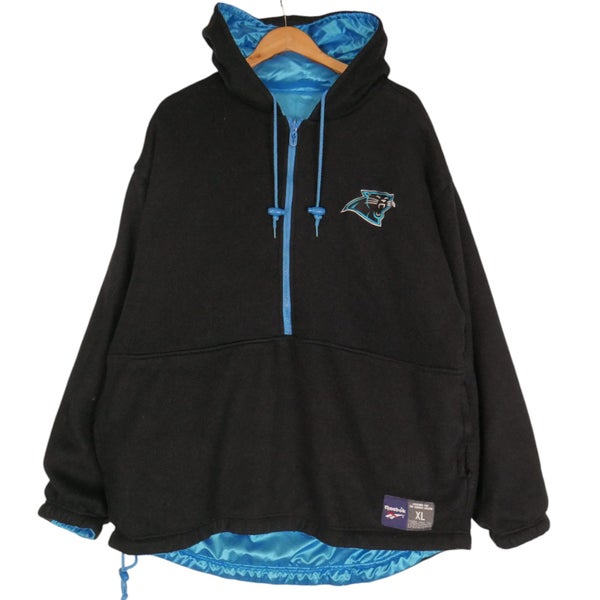 Vintage 90s Reebok NFL Carolina Panthers Reversible Hooded Pullover Jacket XL Carousel 1
